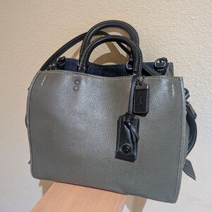 Coach Pebbled Leather Carryall Tote in Olive Gray